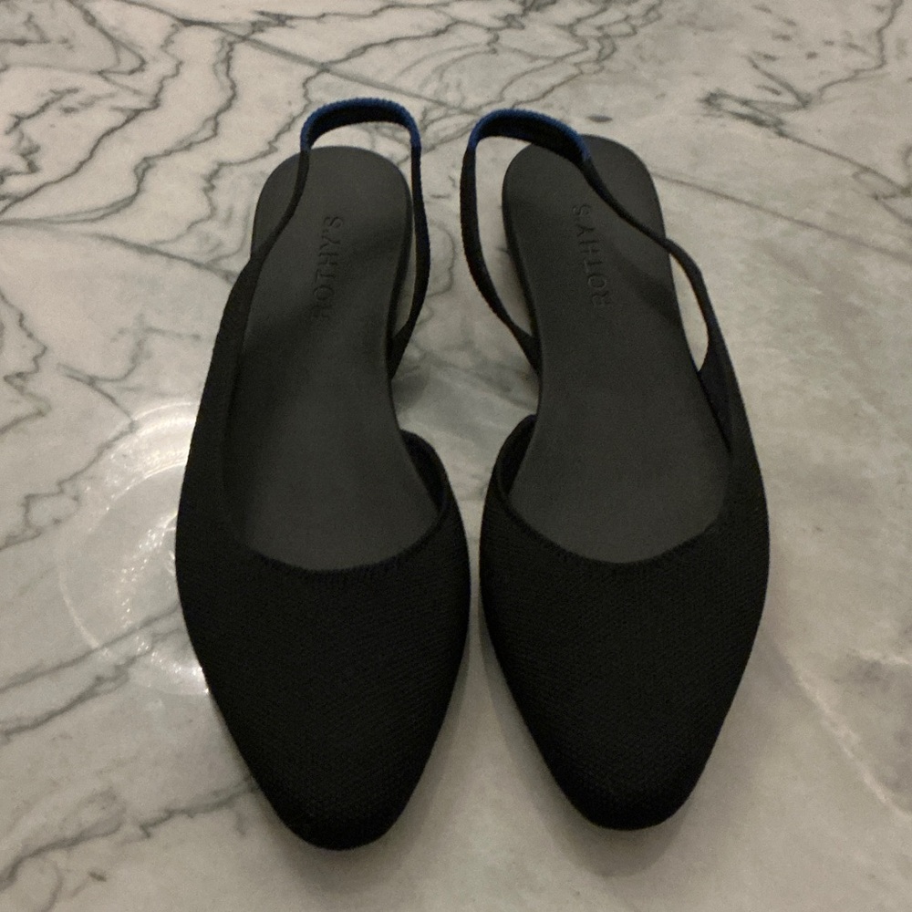 Rothy’s Black Pointed Slingback Flats